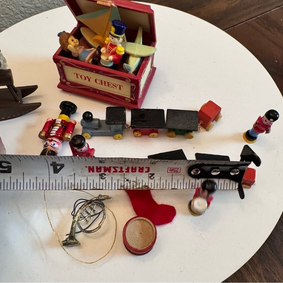 Vintage miniature plastic toy chest wooden toys train rocking horse accessories - Picture 4 of 10